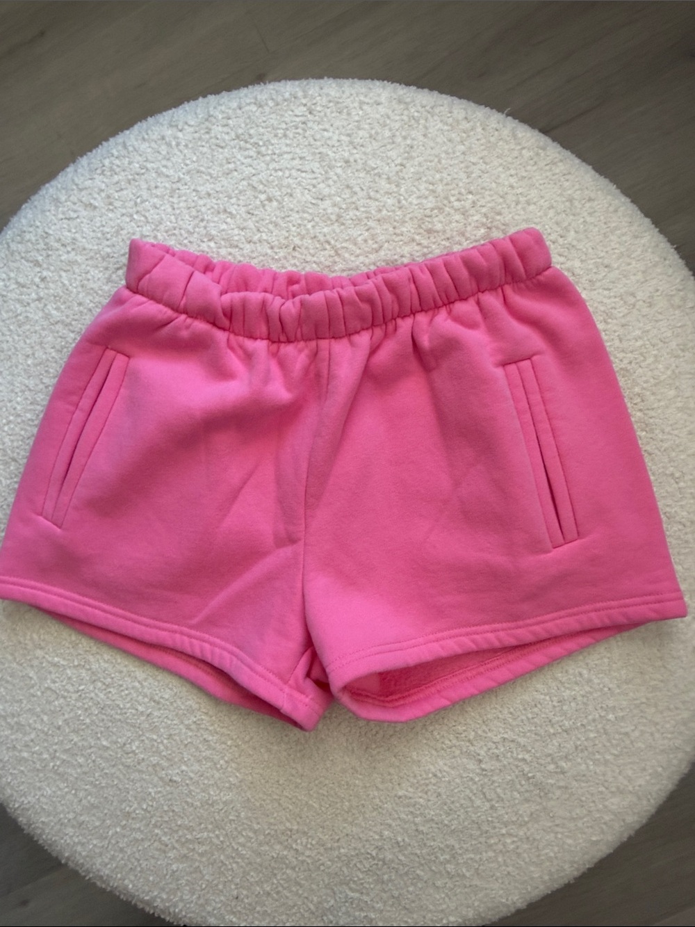 Juniors’ Pink Tic Toc Shorts